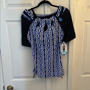 Free Country Blue Geometric Women's 2 Piece Swim Set